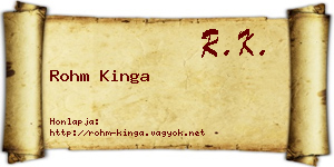 Rohm Kinga névjegykártya